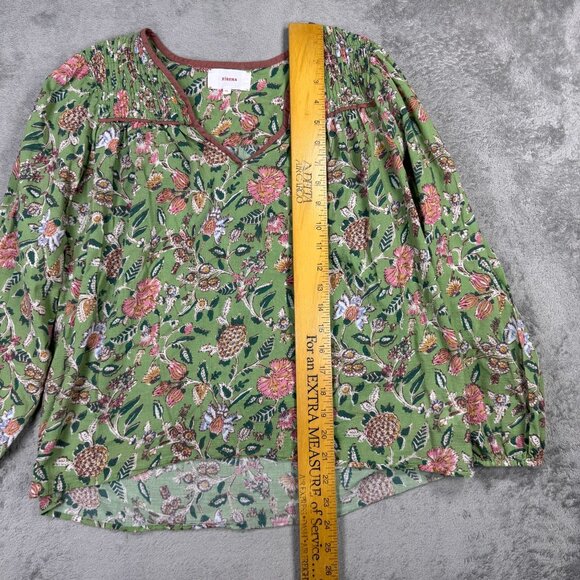 Xirena Emryn Jade Green Floral Blouse Boho Peasant Top Cottagecore Feminine XS - Picture 8 of 8
